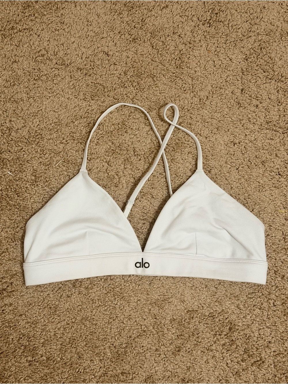 ALO Yoga White Strappy Triangle Bralette